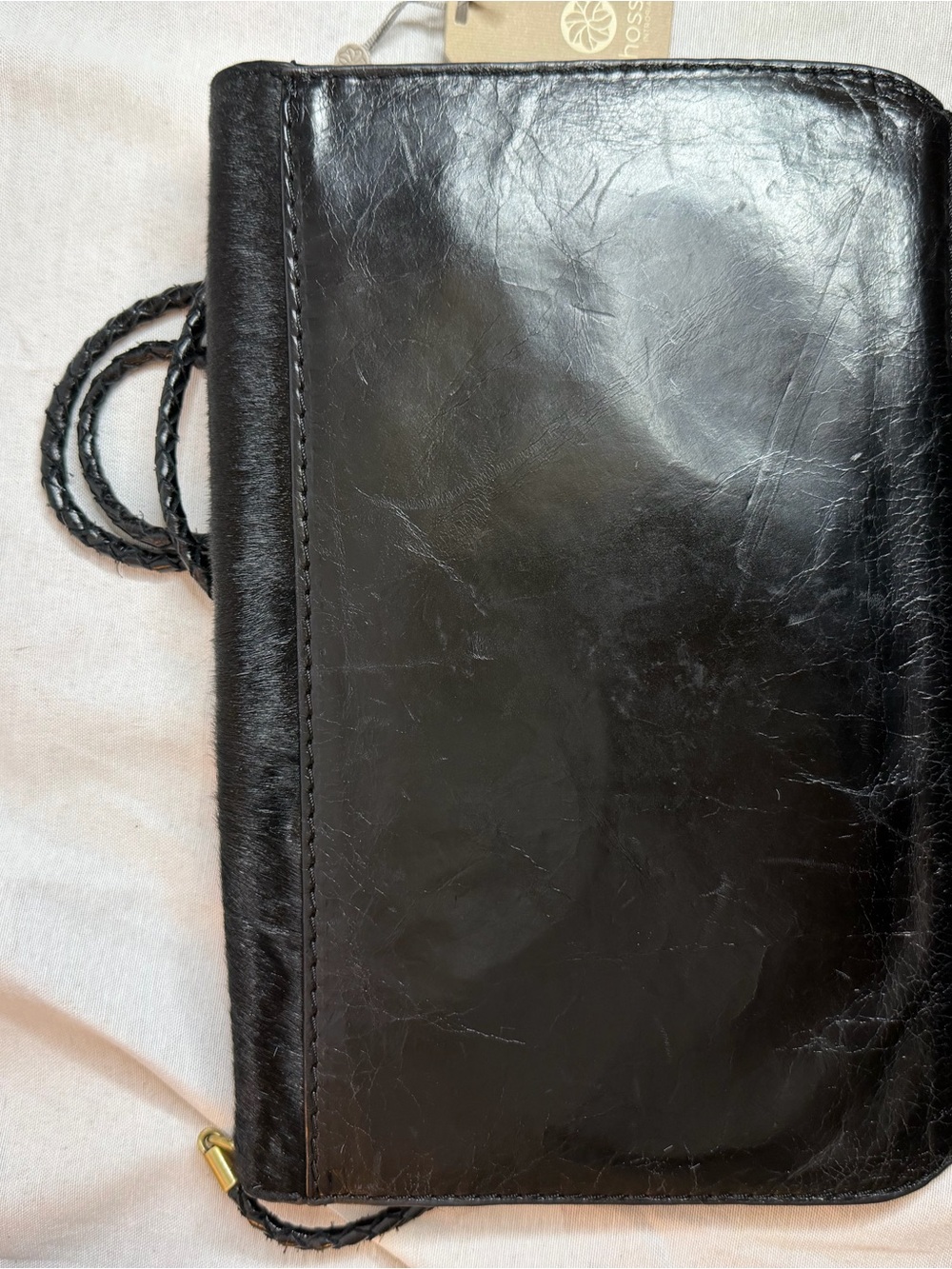 Hoss Black Haircalf Leather Envelope Shoulder Bag Vintage Woven Strap Clutch - Picture 7 of 12